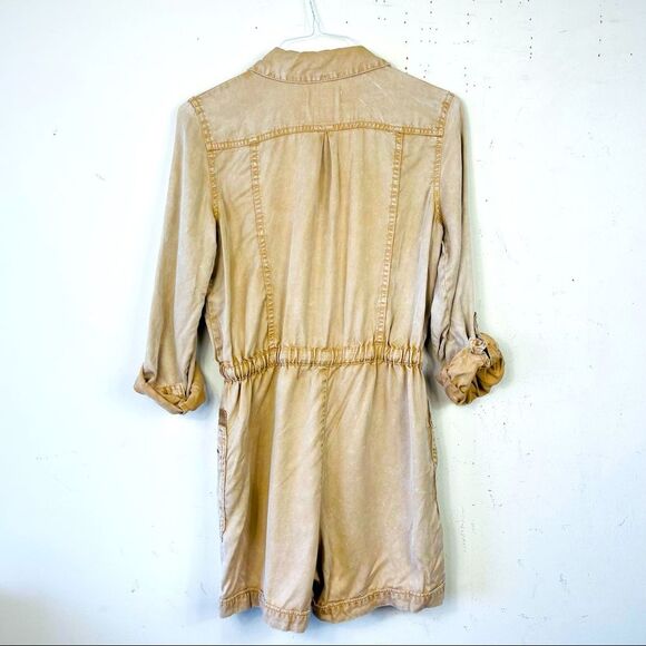 Anthropologie Ivy Utility Zip Up Tencel Romper One Piece Jumpsuit Yellow S - Picture 8 of 15